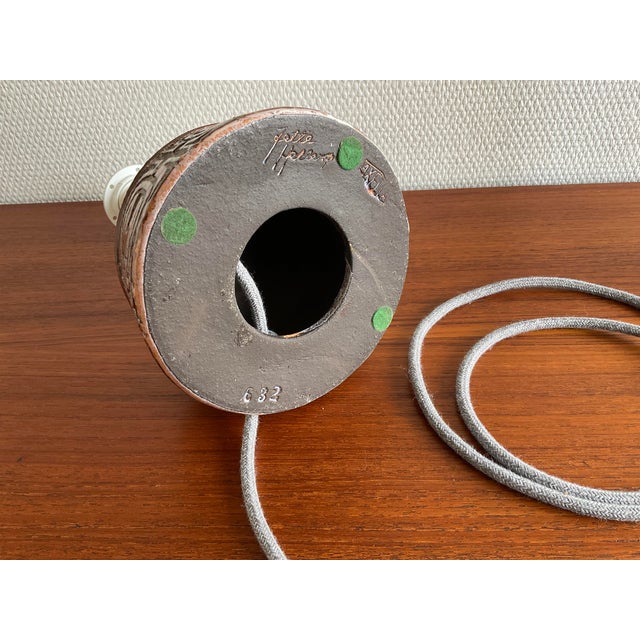 Textile Danish Ceramic Table Lamp by Jette Helleroe for Axella, 1960s For Sale - Image 7 of 8