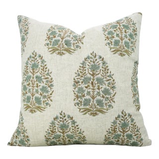 Fabdivine Artisan Block Print Throw Pillow Cover 24x24 Inch Viscose Linen-Kumud For Sale