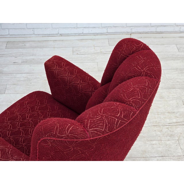 Danish Armchair in Red Furniture Fabric, 1960s For Sale - Image 18 of 18