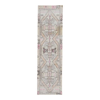Vintage Turkish Hand-Knotted Wool Cotton Orange Runner Rug For Sale
