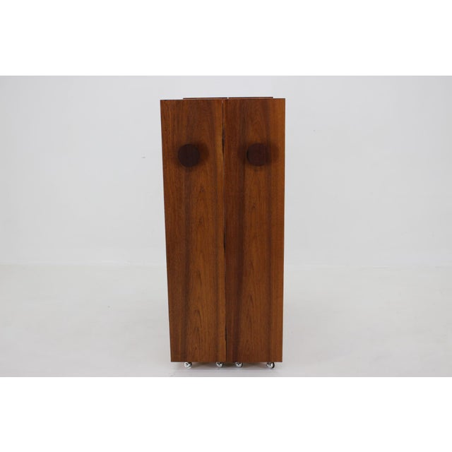 Wood Teak Folding Bar Cabinet attributed to Johannes Andersen, Denmark, 1960s For Sale - Image 7 of 18