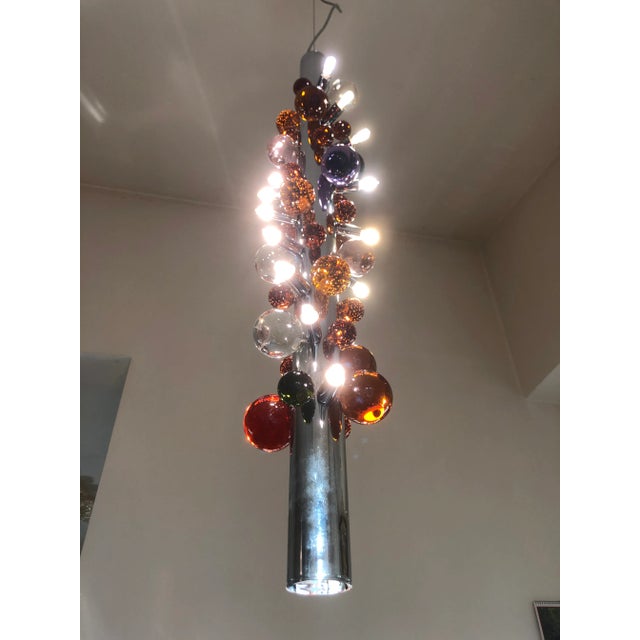 Red Italian Aer Multicolors Chandelier in Murano Glass For Sale - Image 8 of 9