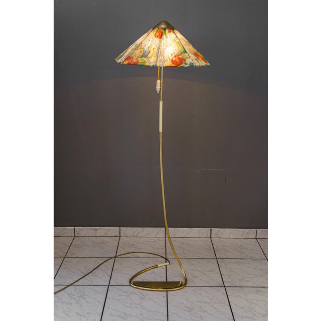 Mid-Century Modern Vintage Floor Lamp with Fabric Shade by Rupert Nikoll, 1950s For Sale - Image 3 of 18