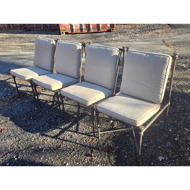Late 20th Century Late 20th Century Restoration Hardware Wrought Iron Patio Catalina Chairs, 4 Pieces For Sale - Image 5 of 10