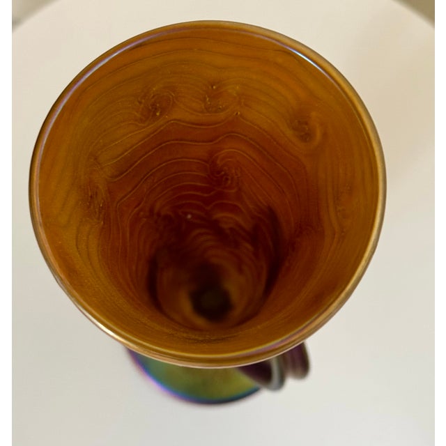 Glass 1990s Signed Igor Müller Iridescent Art Glass Vase – Loetz Style For Sale - Image 7 of 7
