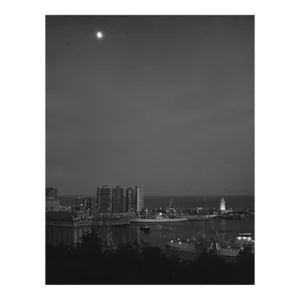 1976 Malaga Spain Harbor Nocturnal Photograph by Don Ware