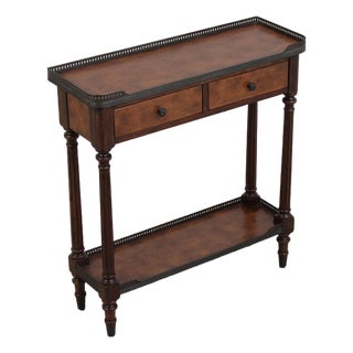 Theodore Alexander 2 Tier Leather Wrapped Console Table For Sale