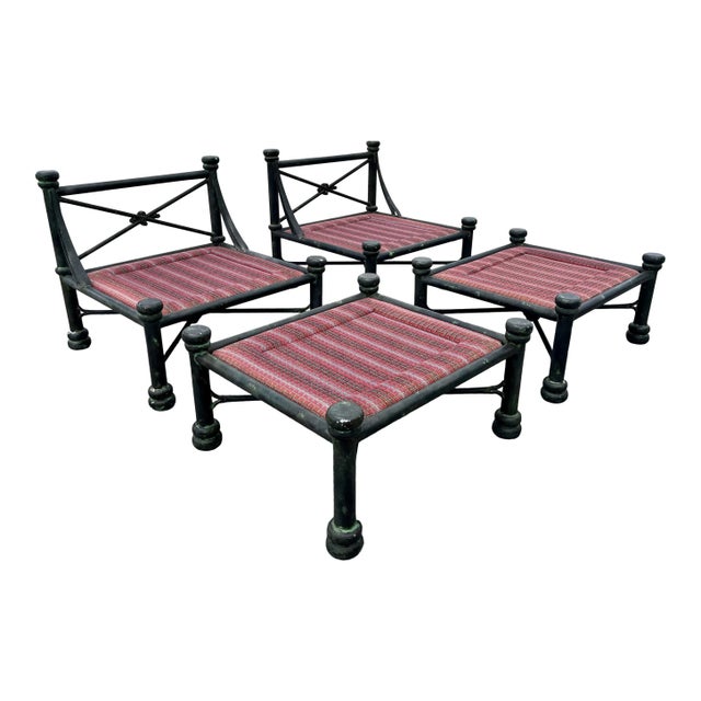 1970s Diego Giacometti Style Neoclassical Lounge Chair With Footstool - a Pair For Sale - Image 5 of 8