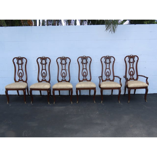 French French Set of Dining Table Two Leaves and Six High Back Chairs 6664 For Sale - Image 3 of 18