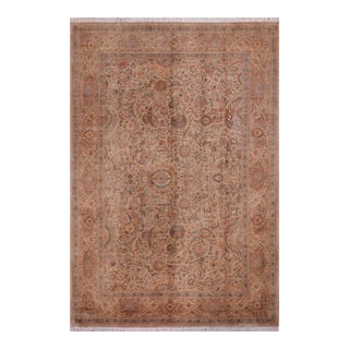 1990's Floral Pak-Persian Tan/Gold Wool Rug - 10'0'' X 14'8'' For Sale