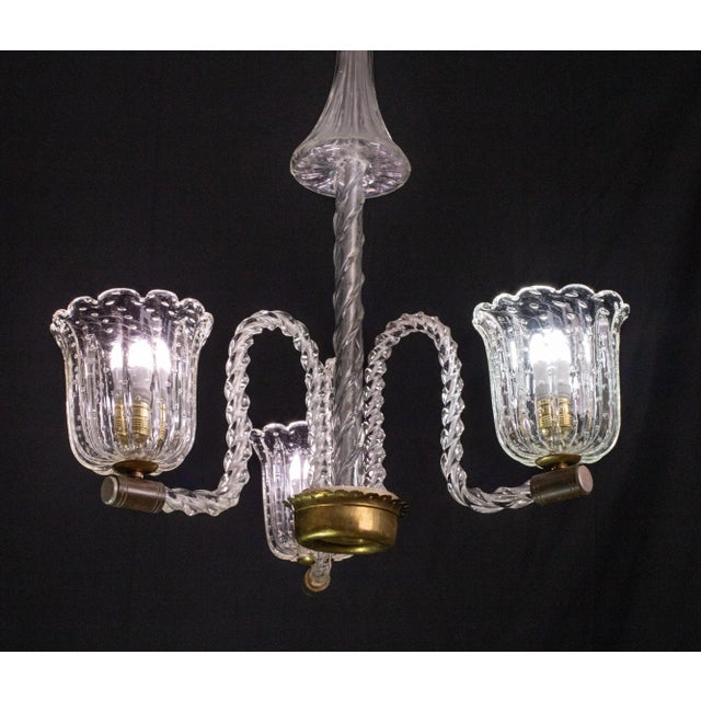 Ercole Barovier Art Deco Chandelier, "Bullicante" Glass Murano, 1940s For Sale - Image 6 of 11