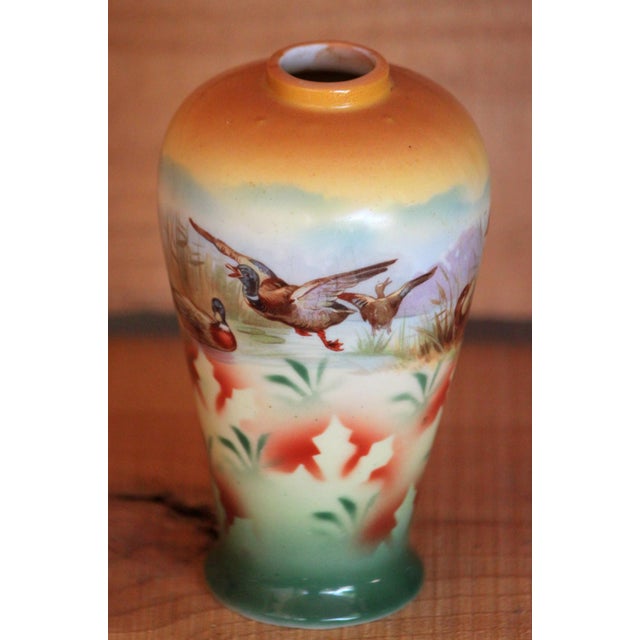 Antique Edwardian Art Nouveau German Porcelain Vase With Ducks, Germany 8207 For Sale - Image 10 of 10