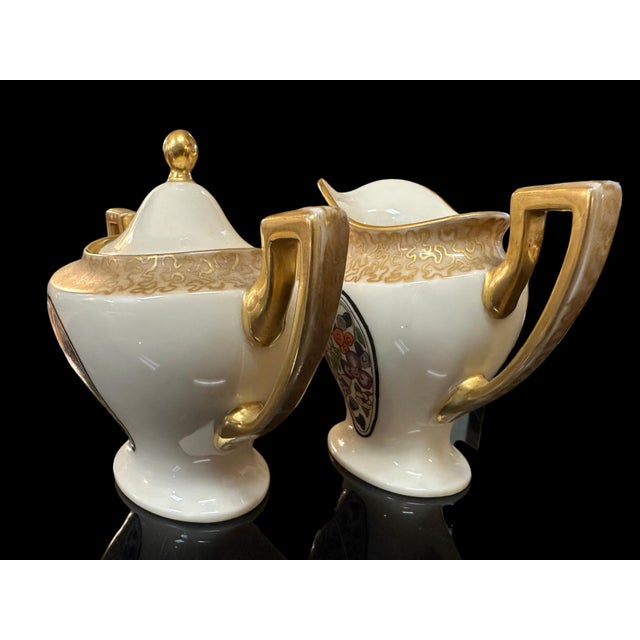 White Lenox Belleek, Coffee Pot, Creamer, & Sugar, Artist Signed, 1889-1906 For Sale - Image 8 of 10