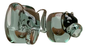 Vintage African Handmade Glass Animal Candle Holder from Ngwenya Glass, Set of 2