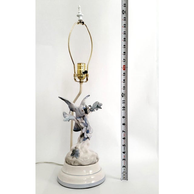 Mid 20th Century Lamp Porcelain Bird Restored For Sale - Image 5 of 12