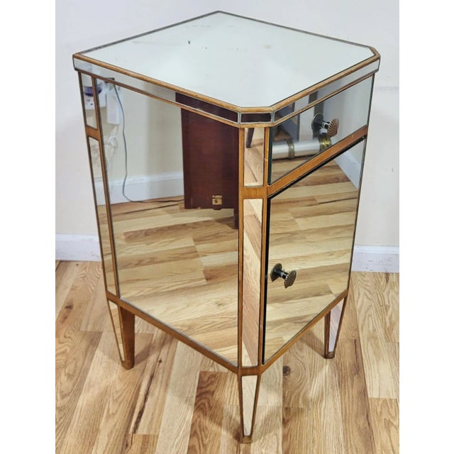 Mid 20th Century Pair French Mid-Century Modern Mirrored Nightstands For Sale - Image 5 of 16