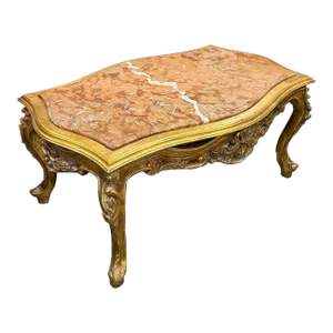 Marble Top Gold Coffee Table French Louis XVI Style Center Table