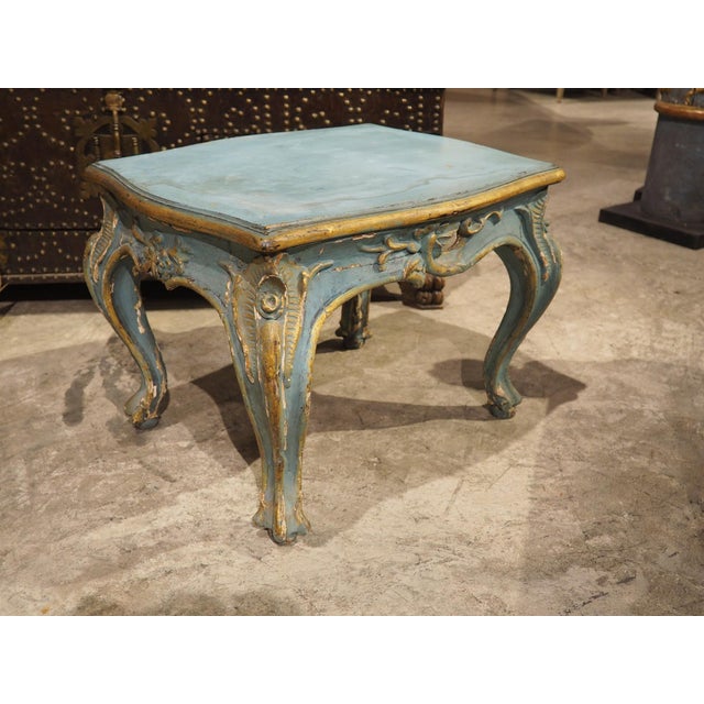 Antique Italian Blue Painted and Parcel Gilt Wooden Tabouret Stool, C. 1850 For Sale - Image 11 of 18