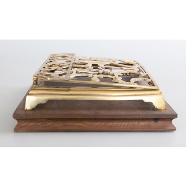 Vintage English Oak & Brass Tabletop Lectern Folding Book Stand Easel For Sale In Houston - Image 6 of 8