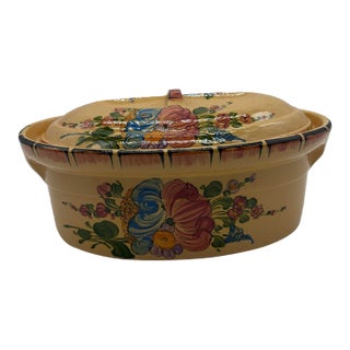 Vintage Hand-Painted French Covered Terrine, H. Siegfried, Soufflenheim, Alsace For Sale