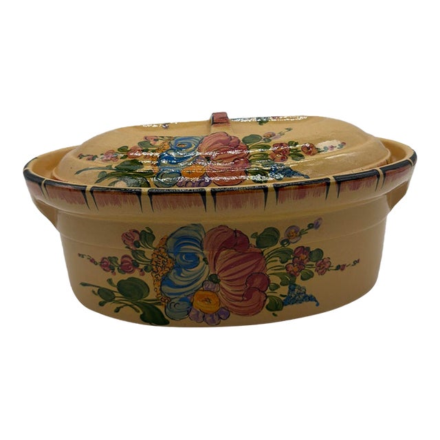 Vintage Hand-Painted French Covered Terrine, H. Siegfried, Soufflenheim, Alsace For Sale