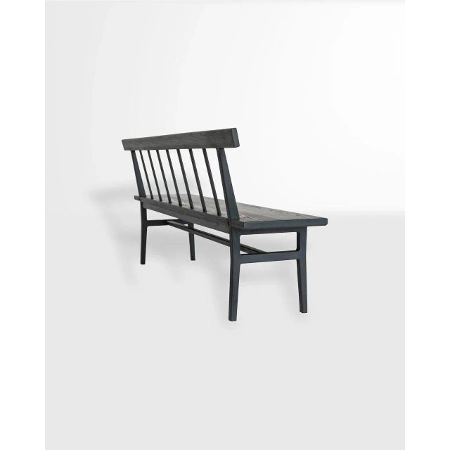 Mid-Century Modern Modern Shaker Windsor Style Bench in Blackened Ash For Sale - Image 3 of 9