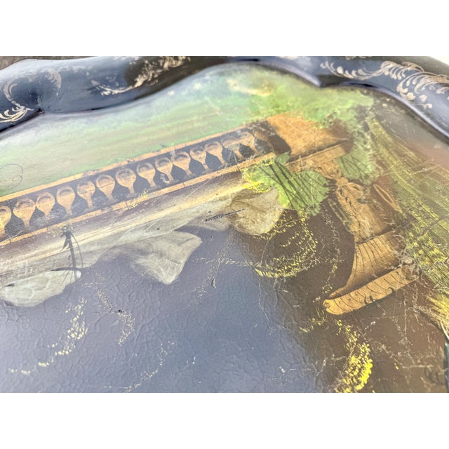 Hand-Painted Tray Table With Peacock & Garden Scene For Sale - Image 13 of 13