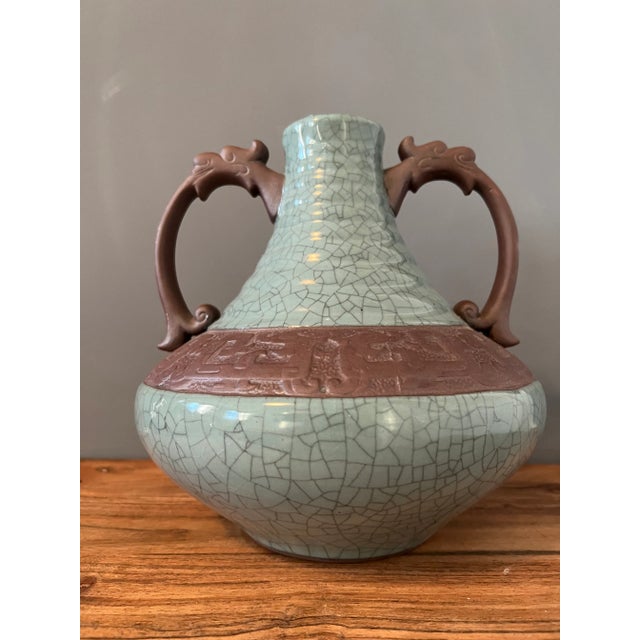 1940s Vintage 1940s Asian Vase For Sale - Image 5 of 8