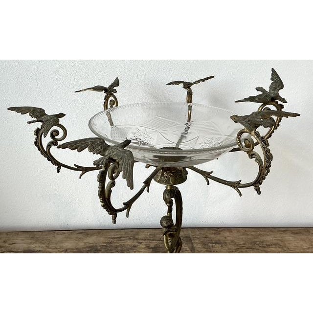 Brass Vintage Victorian Cut Glass and Brass Epergne For Sale - Image 8 of 12