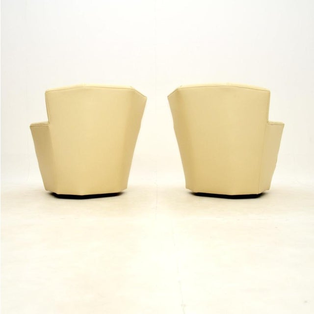 Mid-Century Modern Vintage Art Deco Lounge Chairs in Leather, 1930, Set of 2 For Sale - Image 3 of 6