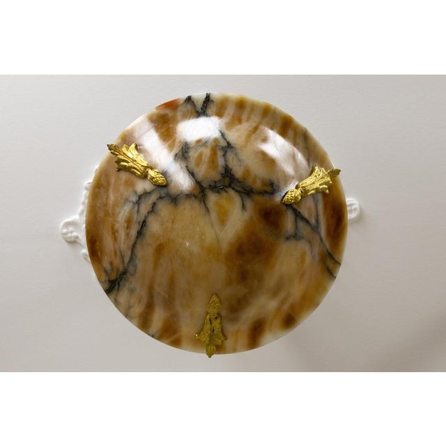 1920s French Neoclassical Style Amber Alabaster and Bronze Pendant Light, 1920s For Sale - Image 5 of 18