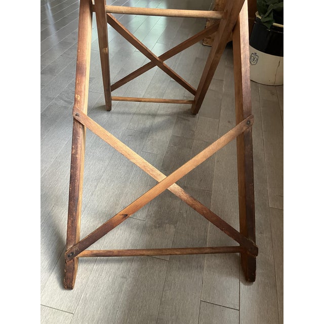 Farmhouse Vintage Wood Adjustable Ironing Board - 2 Heights - Flexible Tabletop For Sale - Image 3 of 10