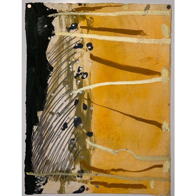Stanley Boxer, Stanley Boxer Mixed Media Abstract Expressionist Painting on Paper, Gold, 1987 For Sale - Image 10 of 16