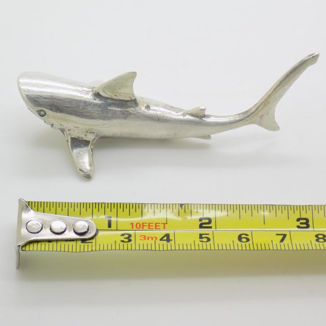 Vintage Italian Handmade Genuine Silver Large Shark Figurine Sculpture, Made in Tuscany (Arezzo) For Sale - Image 10 of 10