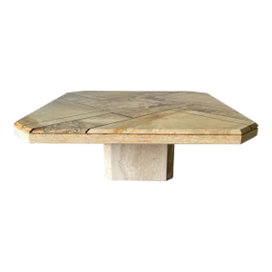 Maurice Villency Style Travertine and Onyx Coffee Table