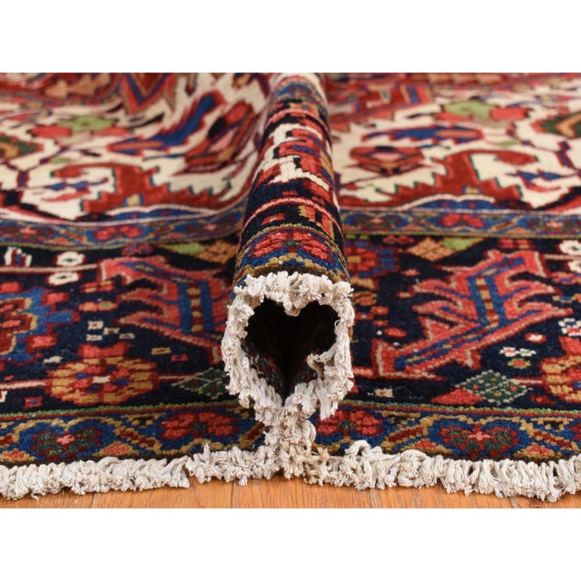 Textile 1920 11'x14'7" Red Antique Persian Heriz Even Wear Wool Hand Knotted Oversized Rug For Sale - Image 7 of 10