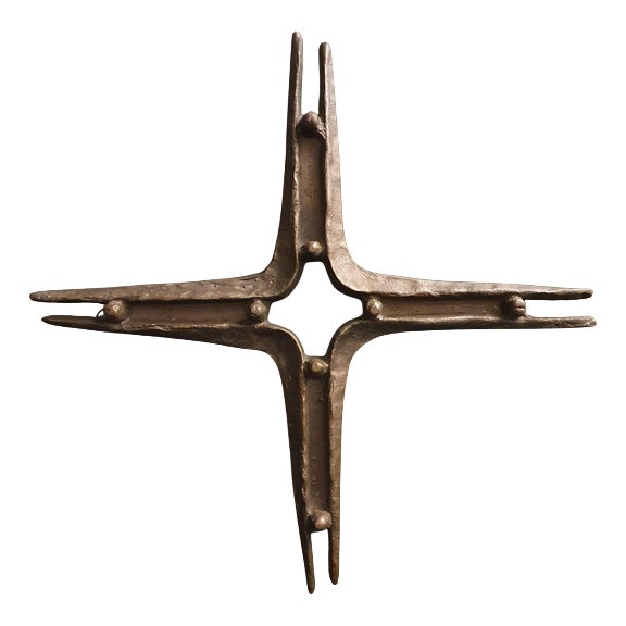 Brutalist Cross in Bronze For Sale