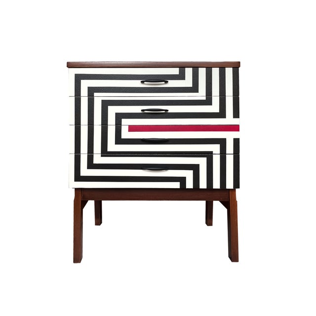 Polish Chest of Drawers with Op Art Motif, 1970s For Sale - Image 11 of 11