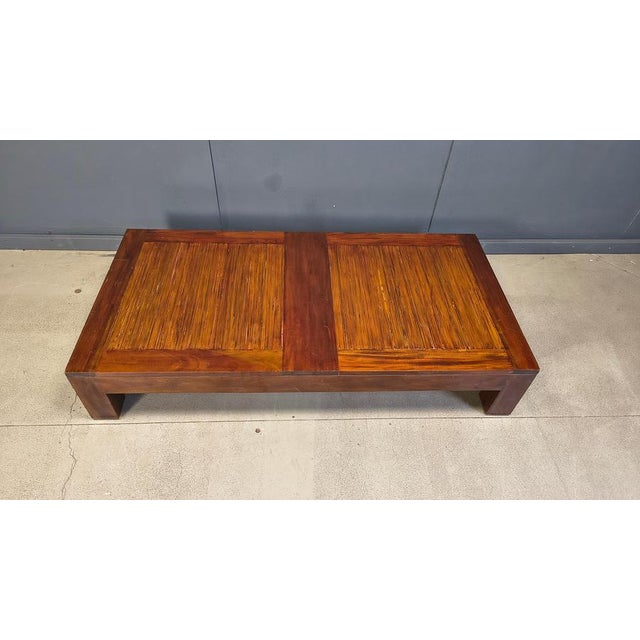 Very large coffee table with inlaid bamboo. The large size is ideal as an add on for a large sofa set. 1980s- Belgium Very...