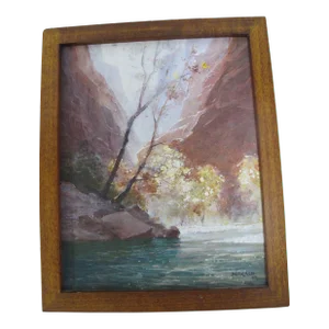 Vladimir Derkach Signed Original Autumn Canyon Landscape Oil Painting