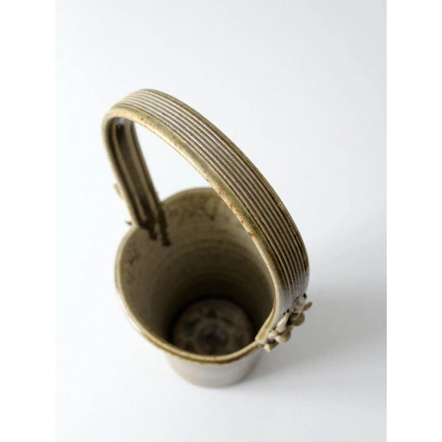 Vintage Frank Polizzi Pottery Basket Vase For Sale - Image 10 of 13
