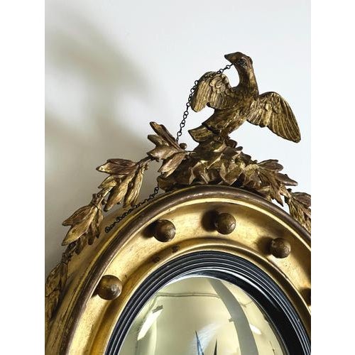 Black Antique English Convex Mirror, 1800s For Sale - Image 8 of 12
