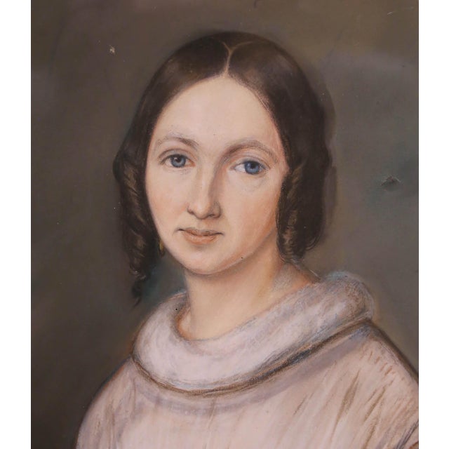 Mid-19th Century French Pastel Portrait of Young Woman in Giltwood Frame For Sale - Image 4 of 8