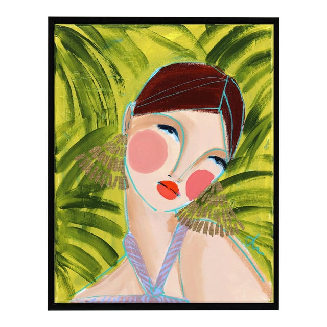 Miss Priss Palms 4 - Colorful Abstract Figurative Portrait Painting Original Artwork by Lindsey McCord For Sale