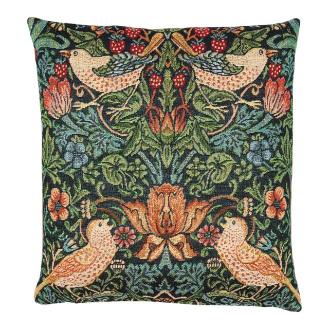 Strawberry Thief Autumn Woven Cushion With Feather Filler - 30x30cm (12"x12") For Sale