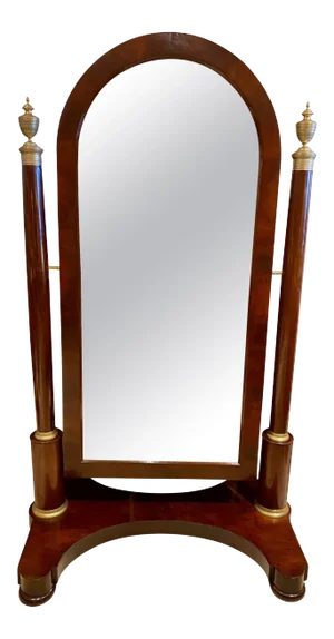 French Restauration Mahogany and Bronze Mounted Cheval Mirror