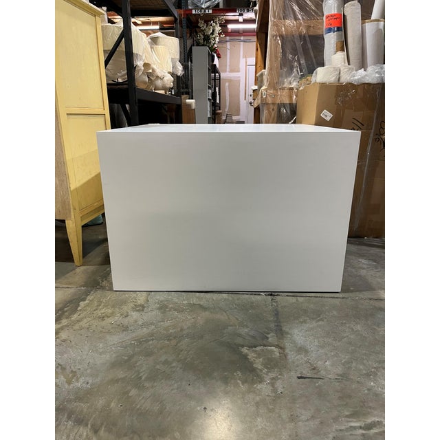 This custom made pedestal is painted in a soft white satin painted lacquer. Your special sculpture will get the focus and...