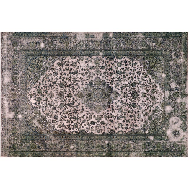 Retro Persian Beige/Green Wool Rug - 8'0'' X 11'0'' For Sale - Image 9 of 10