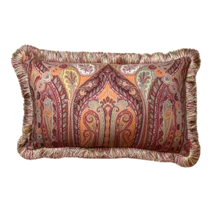 Etro Bordeaux Paisley Vintage Wool & Silk Scarf Pillow