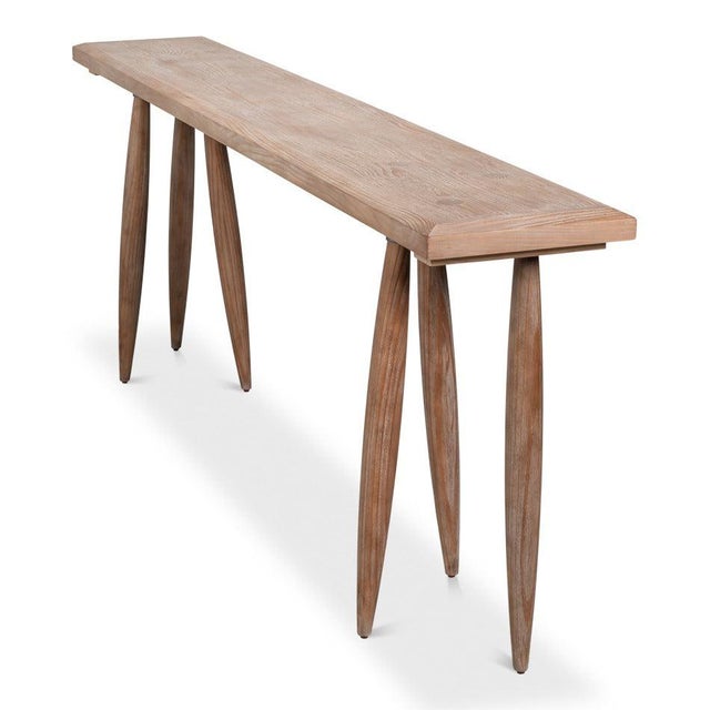 Wood Rustic Carved Leg Console Table in Natural Pine For Sale - Image 7 of 12